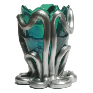 Indian Summer Vase - Clear Emerald, Matt Silver