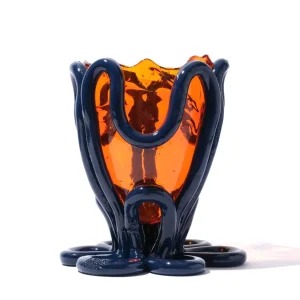 Indian Summer Vase - Clear Orange, Matt Blue