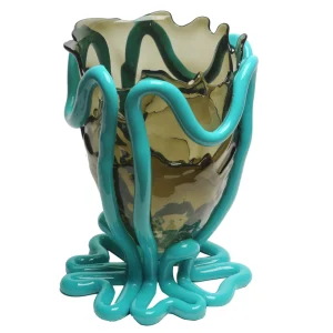 Indian Summer Vase - Clear Fumè And Matt Turquoise