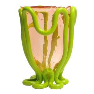 Indian Summer Vase - Clear Pink And Matt Lime