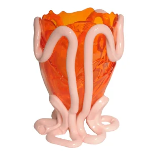 Indian Summer Vase - Clear Orange And Matt Pastel Pink