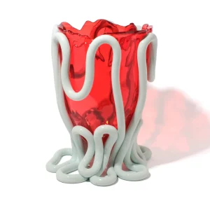 Indian Summer Vase - Clear Red And Matt Aqua