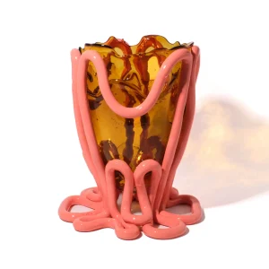Indian Summer Vase - Clear Amber, Matt Dark Salmon