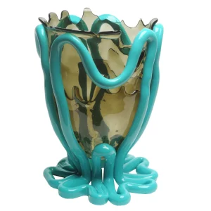 Indian Summer Vase - Clear Fumè And Matt Turquoise