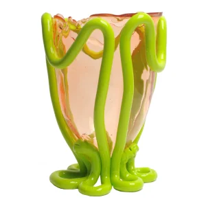 Indian Summer Vase - Clear Pink And Matt Lime