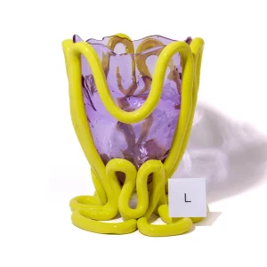 Indian Summer Vase - Clear Lilac And Matt Fluo Yellow