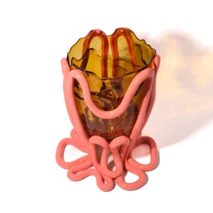 Indian Summer Vase - Clear Amber, Matt Dark Salmon