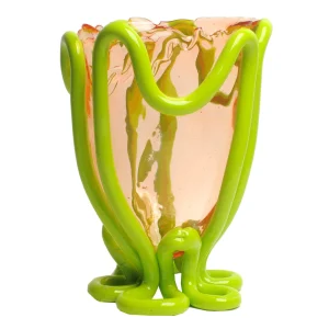 Indian Summer Vase - Clear Pink And Matt Lime