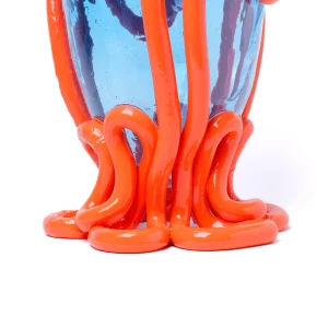 Indian Summer Vase - Clear Light Blue, Matt Pastel Orange