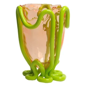 Indian Summer Vase - Clear Pink And Matt Lime