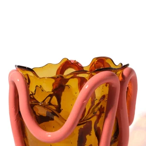 Indian Summer Vase - Clear Amber, Matt Dark Salmon