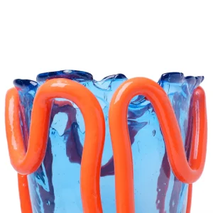 Indian Summer Vase - Clear Light Blue, Matt Pastel Orange