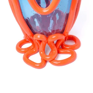 Indian Summer Vase - Clear Light Blue, Matt Pastel Orange