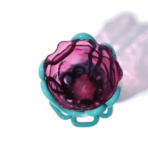 Indian Summer Vase - Clear Light Fuchsia And Matt Ocean