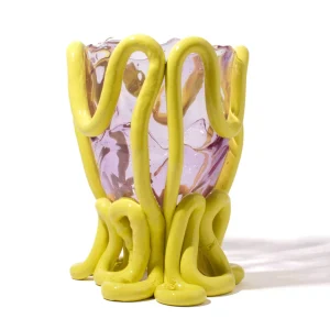 Indian Summer Vase - Clear Lilac And Matt Fluo Yellow