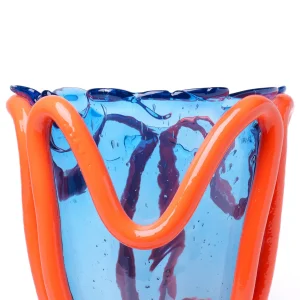 Indian Summer Vase - Clear Light Blue, Matt Pastel Orange