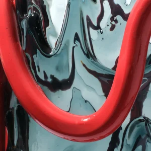 Indian Summer Vase - Clear Blue, Matt Red