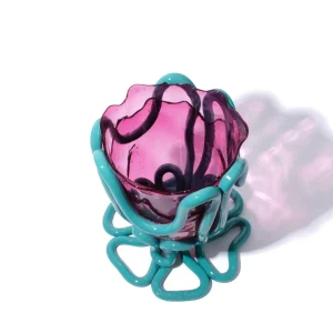 Indian Summer Vase - Clear Light Fuchsia And Matt Ocean