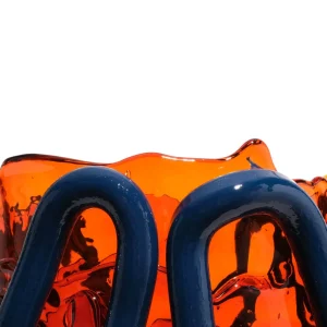 Indian Summer Vase - Clear Orange, Matt Blue