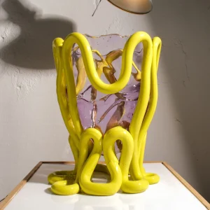 Indian Summer Vase - Clear Lilac And Matt Fluo Yellow