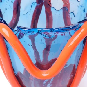 Indian Summer Vase - Clear Light Blue, Matt Pastel Orange