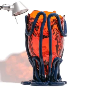 Indian Summer Vase - Clear Orange, Matt Blue