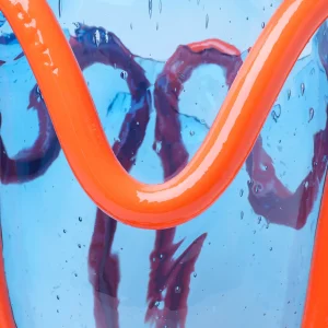 Indian Summer Vase - Clear Light Blue, Matt Pastel Orange