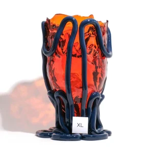 Indian Summer Vase - Clear Orange, Matt Blue
