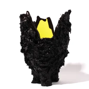 Lava Vase - Matt Aubergine And Matt Fluo Yellow
