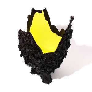 Lava Vase - Matt Aubergine And Matt Fluo Yellow
