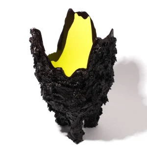 Lava Vase - Matt Aubergine And Matt Fluo Yellow
