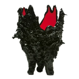 Lava Vase - Matt Black, Red