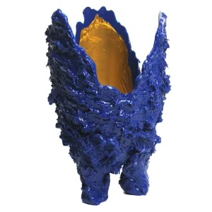 Lava Vase - Matt Blue And Gold