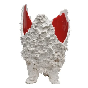 Lava Vase - Matt White, Red