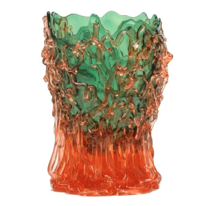 Medusa Vase - Bottle Green And Clear Ruby