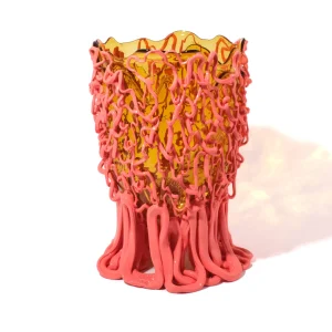 Medusa Vase - Clear Amber, Matt Dark Salmon