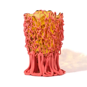 Medusa Vase - Clear Amber, Matt Dark Salmon
