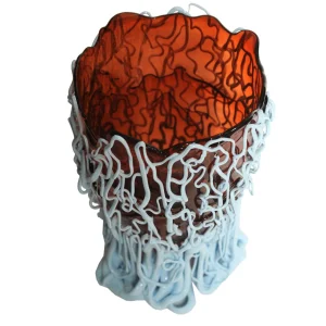 Medusa Vase - Clear Dark Ruby And Matt Pastel Blue