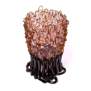 Medusa Vase - Clear Pink And Clear Brown