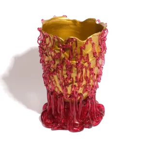 Medusa Vase - Gold, Clear Fuchsia