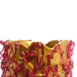 Medusa Vase - Gold, Clear Fuchsia