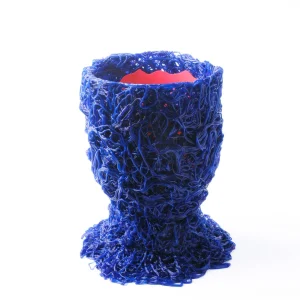 Moss Vase - Clear Blue, Matt Blue And Matt Fuchsia