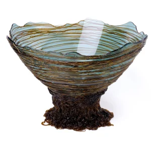 Ogiva Vase - Clear Aqua, Brown