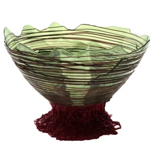 Ogiva Vase - Clear Bottle Green And Matt Aubergine