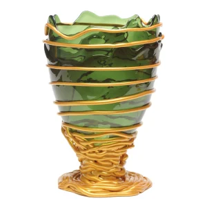 Pompitu II Vase - Bottle Green, Matt Gold