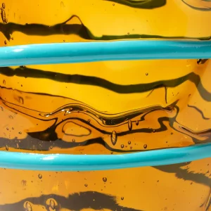 Pompitu II Vase - Clear Amber And Matt Turquoise