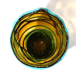 Pompitu II Vase - Clear Amber And Matt Turquoise
