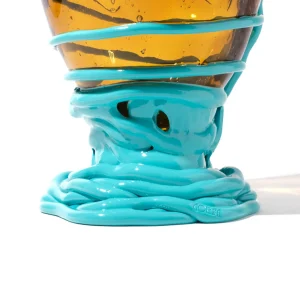 Pompitu II Vase - Clear Amber And Matt Turquoise