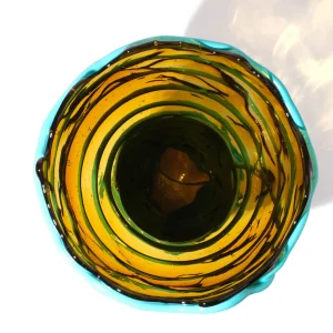 Pompitu II Vase - Clear Amber And Matt Turquoise