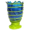 Pompitu II Vase - Clear Blue, Matt Lime